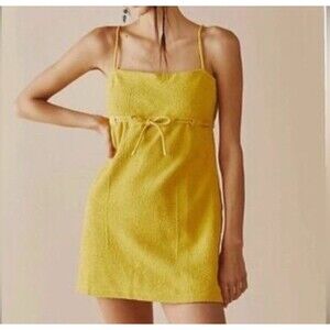 Free People Beach Rosie Mini Dress Mustard Yellow Cotton Terry Size XL